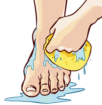 Wash well in between the toes