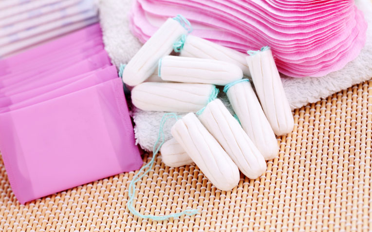 Menorrhagia is heavy menses that regularly soaks through sanitary pads or tampons. 