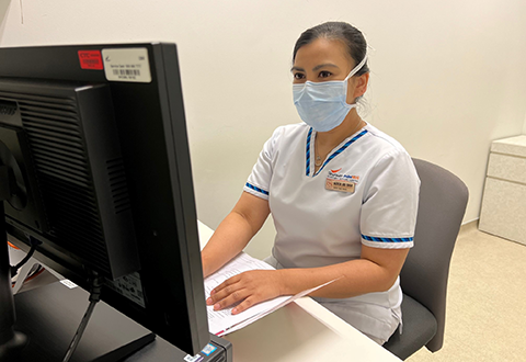 SSN Nazreen performs financial counselling as part of her duties in the clinic.