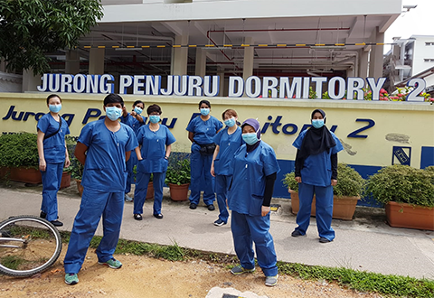Mobile medical team at Jurong Penjuru Dormitory
