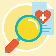 magnifier heart report illustation