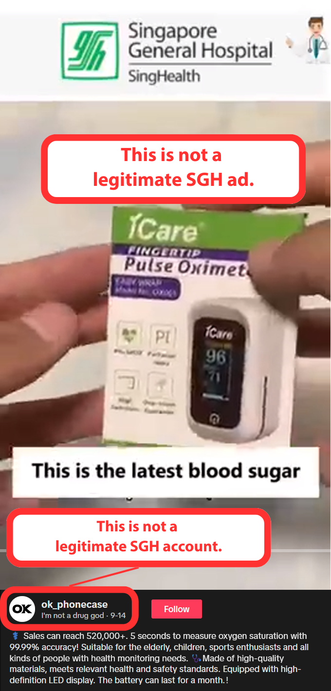 Fake Ads on Oximeter finger monitoring