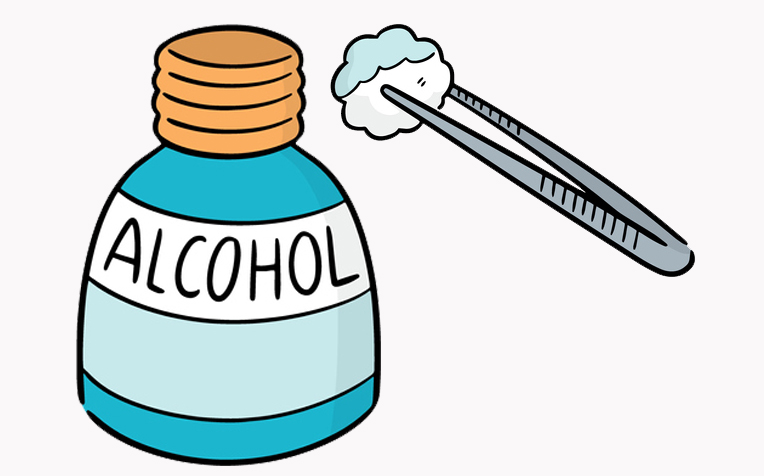 Use an alcohol swab to further 